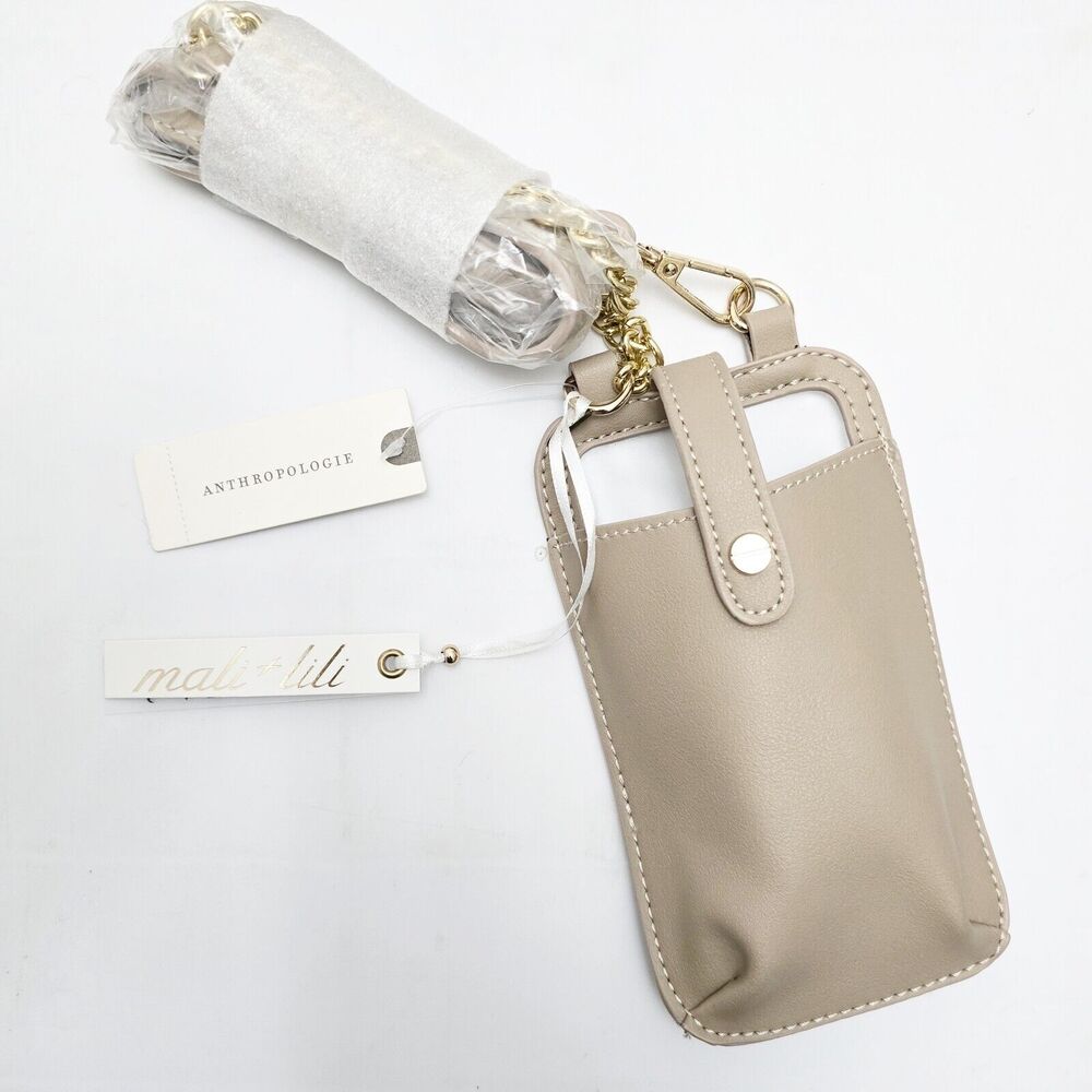 Anthropologie Mali + Lili NWT Neutral Phone Case Chain Strap Crossbody bag